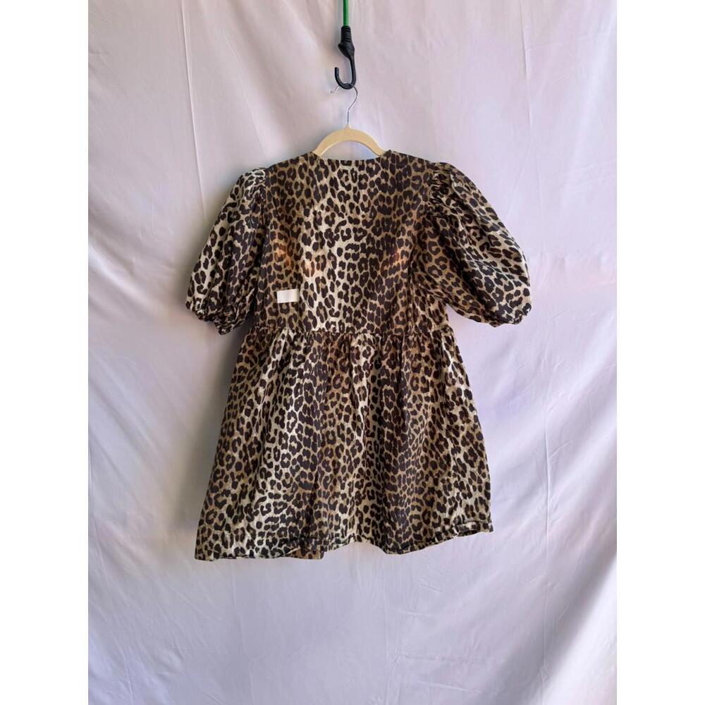 GANNI Multicolored Printed Cotton Tie String Mini Dress Size 1 discoloration - Picture 5 of 9